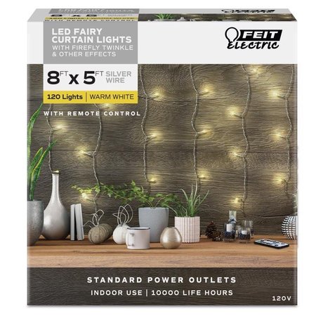 FEIT ELECTRIC LED String Lights Warm White 8 ft. 100 lights FY8-120/CURTAIN